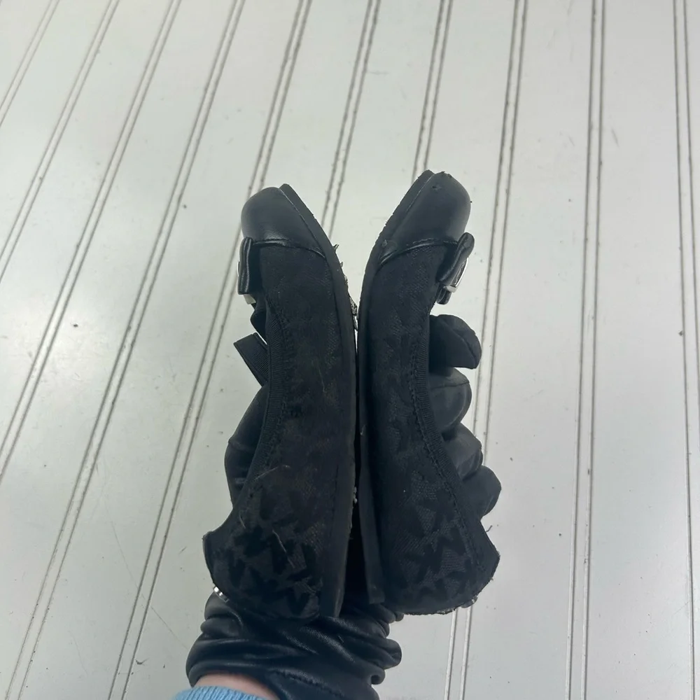 Michael Kors Toddler Ballet Flats Black Bow MK Logo Girls Size 9